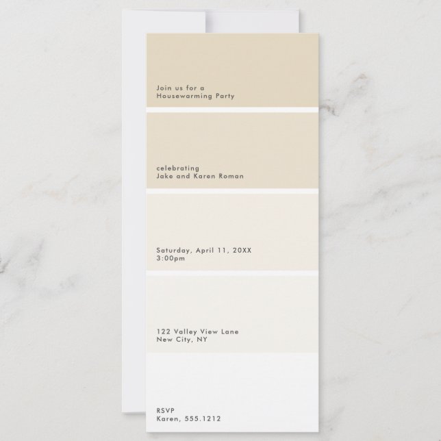Beige Paint Chip Housewarming Party Invitation (Devant)