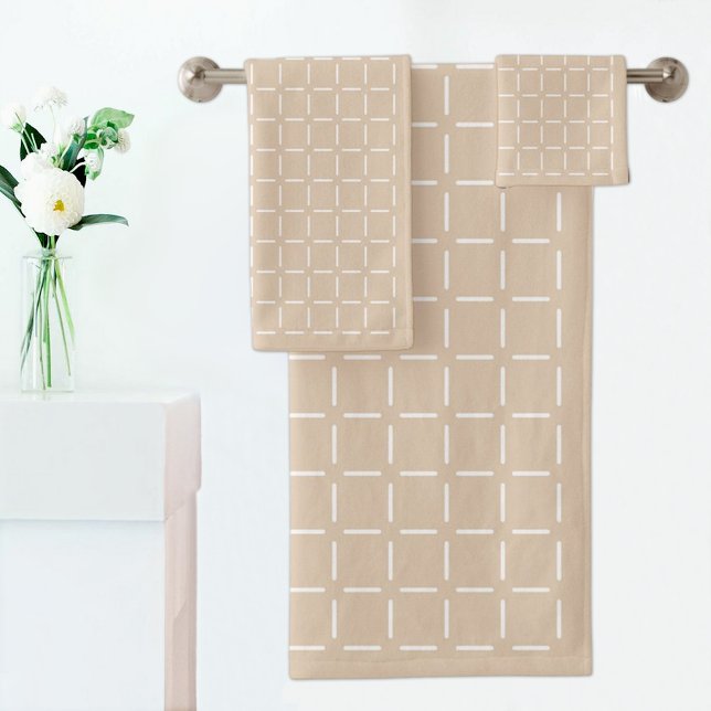 Beige Plaid Pattern Towel (Créateur téléchargé)