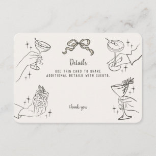 Beige Retro Cocktail Party Détails Invitation Insé