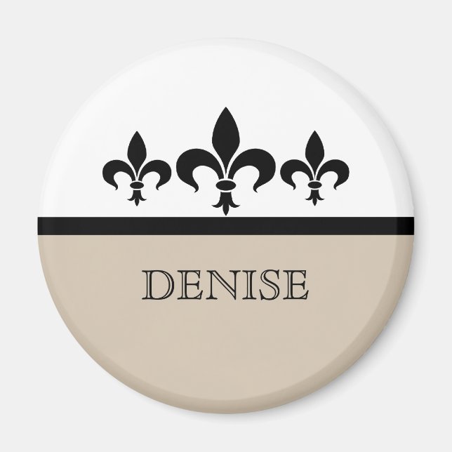 Beige Swanky Fleur De Lis Magnet (Devant)