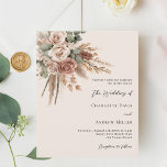 Beige taupe rose pampas herbe faire-part de mariag<br><div class="desc">Donnez le ton pour votre journée spéciale avec cette élégante invitation de mariage. Avec son arrière - plan beige doux, il est joliment décoré de roses terreux et muets, de verdure d'eucalyptus et d'herbe de pampas pour une sensation naturelle et romantique. Personnalisez-le avec vos noms et détails mariages pour créer...</div>
