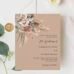 Beige taupe rose verdure faire-part de mariage boh<br><div class="desc">Donnez le ton pour votre journée spéciale avec cette élégante invitation de mariage. De couleur taupe clair, il est joliment décoré de roses terreux et muets, de verdure d'eucalyptus et d'herbe de pampas pour un toucher naturel et romantique. Personnalisez-le avec vos noms et détails mariages pour créer une invitation unique...</div>