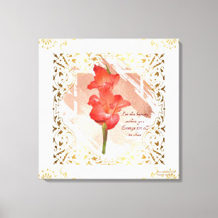 Bel art floral orange de mur de toile de cadre