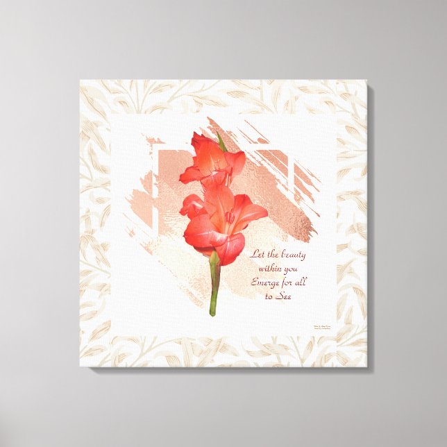 Bel art orange de mur de toile de cadre de feuille (Recto)