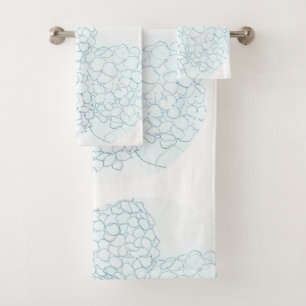 Bel ensemble bleu de serviette d'hortensia