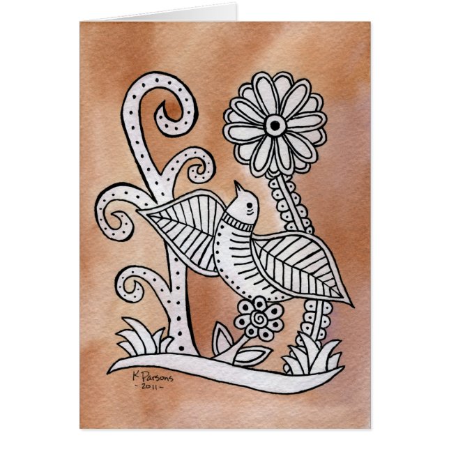 Bel oiseau, style mexicain d'écorce (Devant)