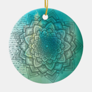 Bel ornement bleu et turquoise de Noël de mandala