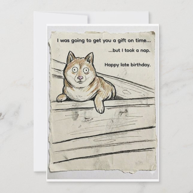 Belated Birthday Card – Shibupi Took a Nap (Devant)