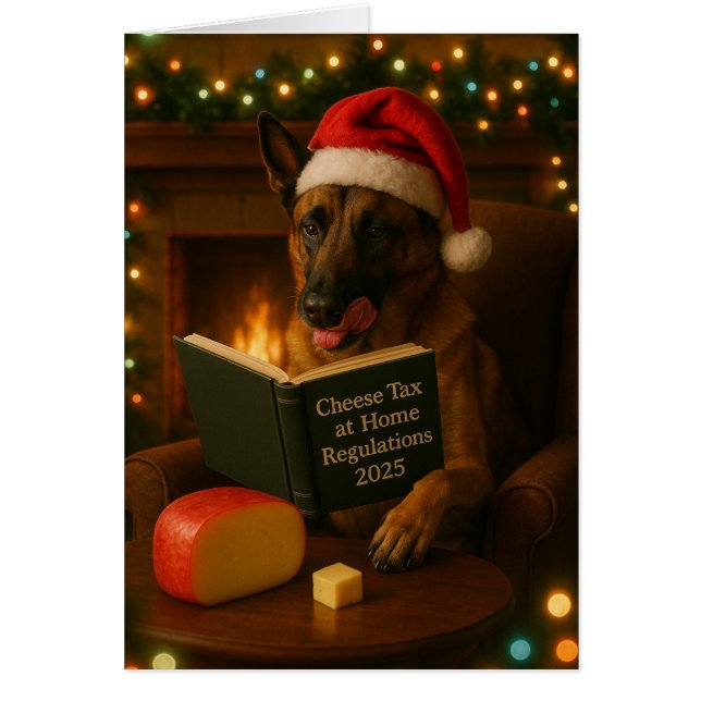Belgian Malinois 'Cheese Tax' Christmas card (Devant)