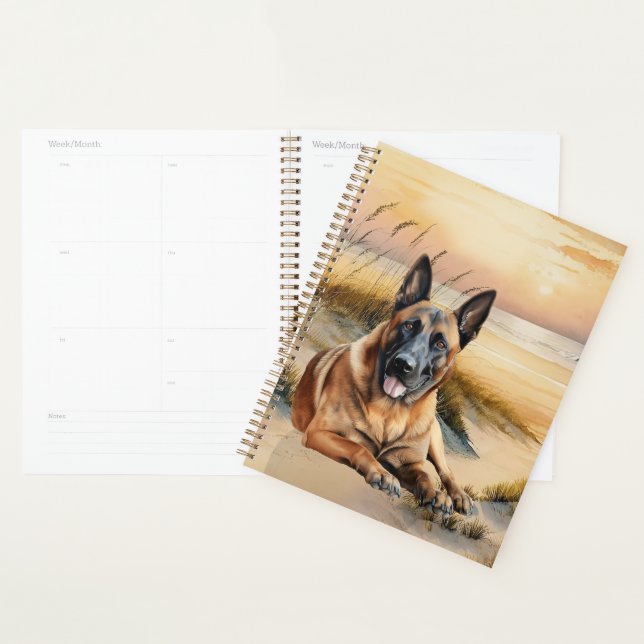 Belgian Malinois Dog Coastal Beach Cove (Devant avec enveloppe)