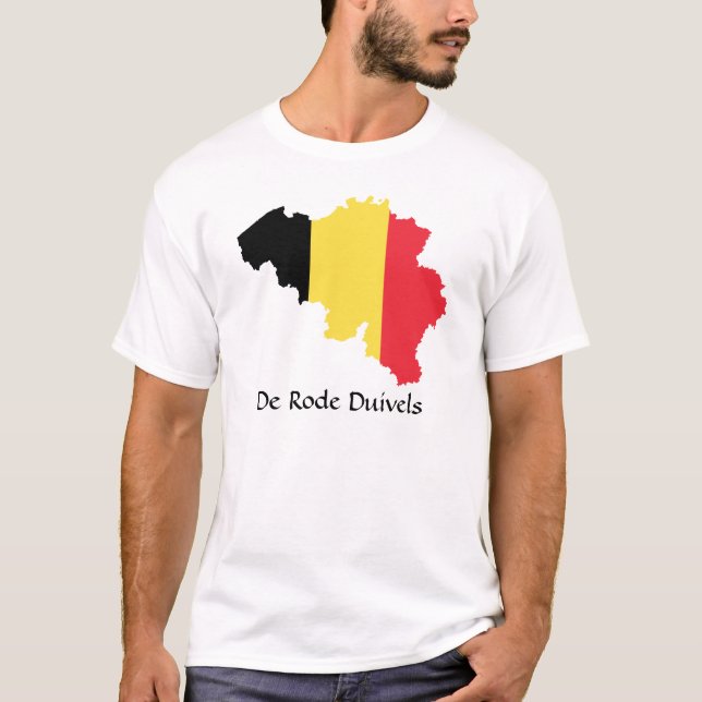 Belgique Drapeau Carte De Rode Duivels T-Shirt (Devant)