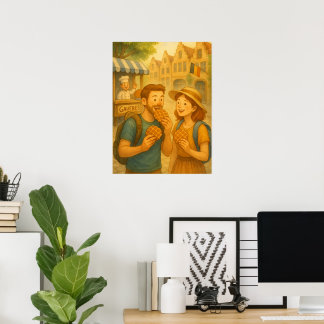 Belgique Waffle Adventure - Cosy Travel Poster