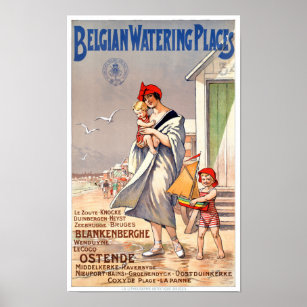 Belgium Ostende Vintage Travel Poster Restored