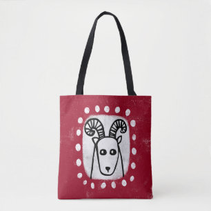 Bélier Mouton Drôle Sur Sac fourre-tout Rouge