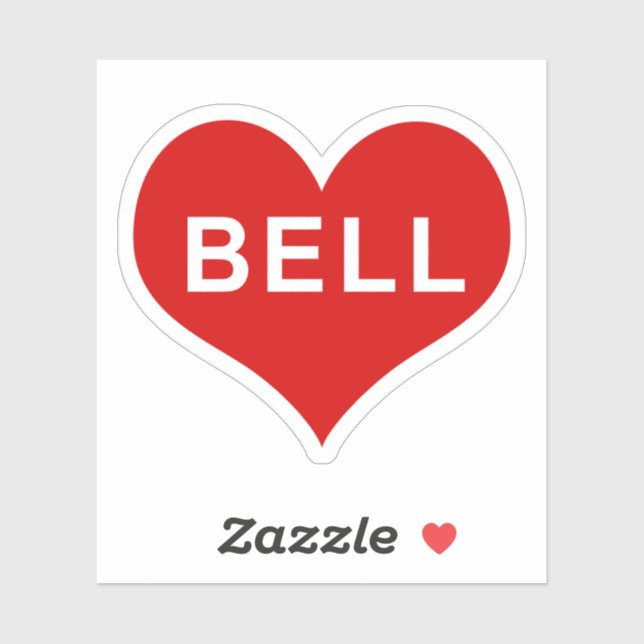 BELL NAME Red Love Heart Vinyl Sticker (Feuille)