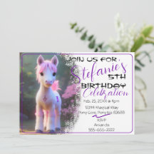Belle 3D Spirit Pony 10 Anniversaire Invitation