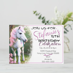 Belle 3D Spirit Pony 17 Anniversaire Invitation