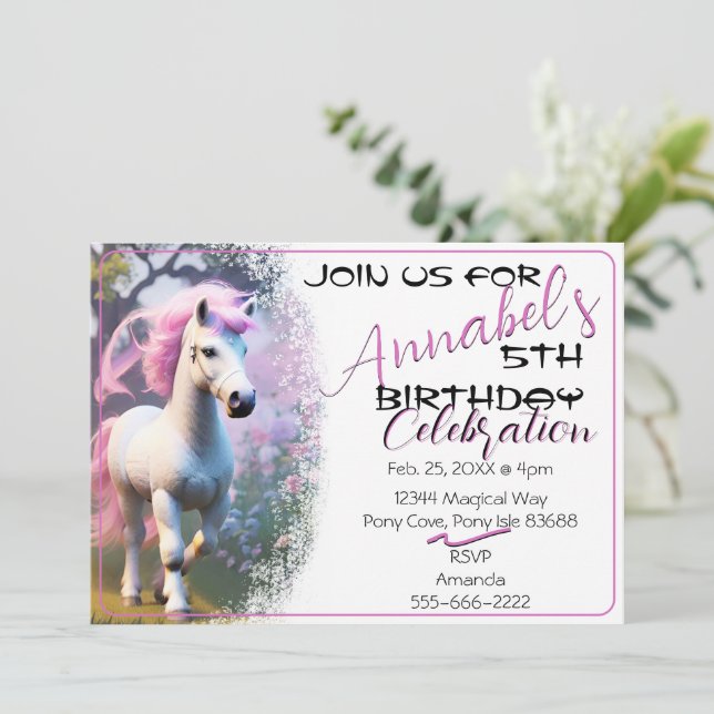 Belle 3D Spirit Pony 20 Invitation anniversaire (Debout devant)