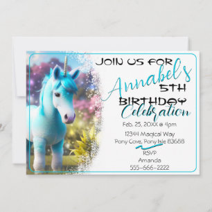 Belle 3D Spirit Unicorn Pony 23 Invitation Anniver