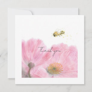 Belle Abee et Fleurs roses Carte de remerciements