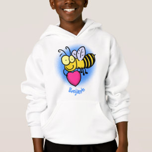 Belle abeille drôle avec dessin animé du coeur
