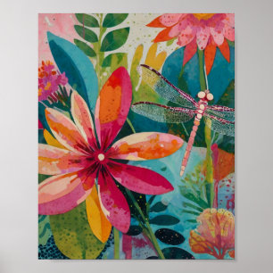 Belle affiche d'art floral tonique