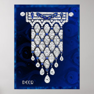 Belle affiche de bijoux Art Déco. (Bleu)