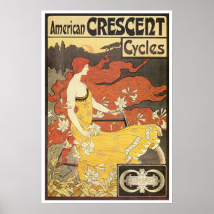 Belle affiche de fille et de bicyclette de cru
