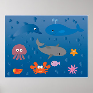 Belle affiche de la vie marine pour les enfants