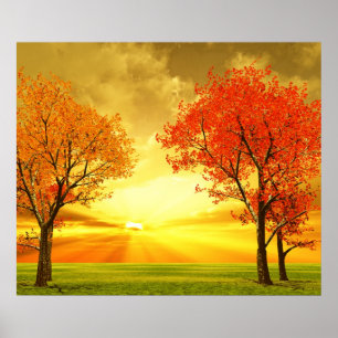 Belle affiche de paysage d'automne