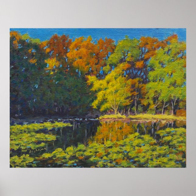 Belle affiche de reflets de couleurs d'automne (Devant)