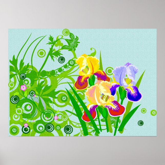 Belle affiche fleurie ou imprimer Fleurs Iris (Devant)