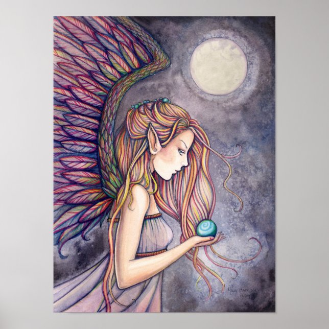 Belle Affiche Imprimée Ange Fée Aquarelle (Devant)
