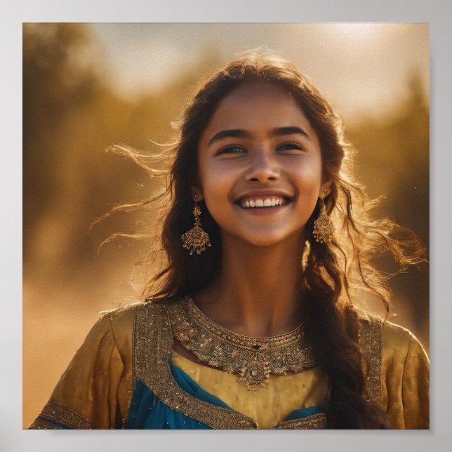 belle affiche murale de fille souriante (Devant)