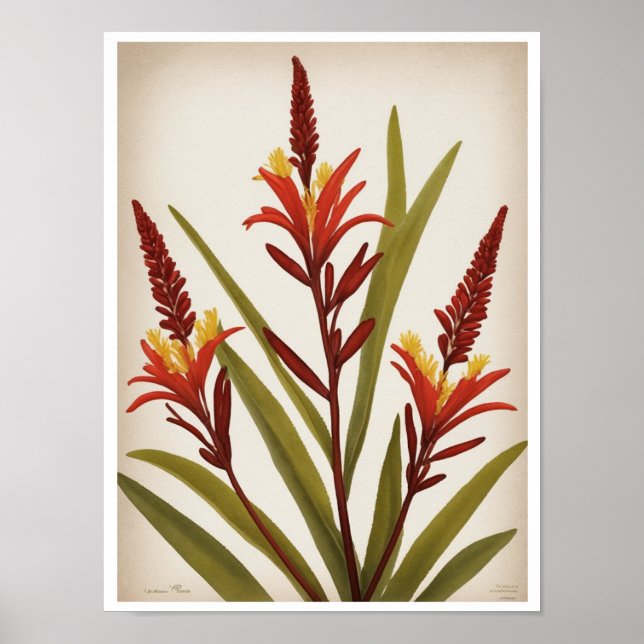 Belle affiche murale Kangaroo Paw Flower (Devant)