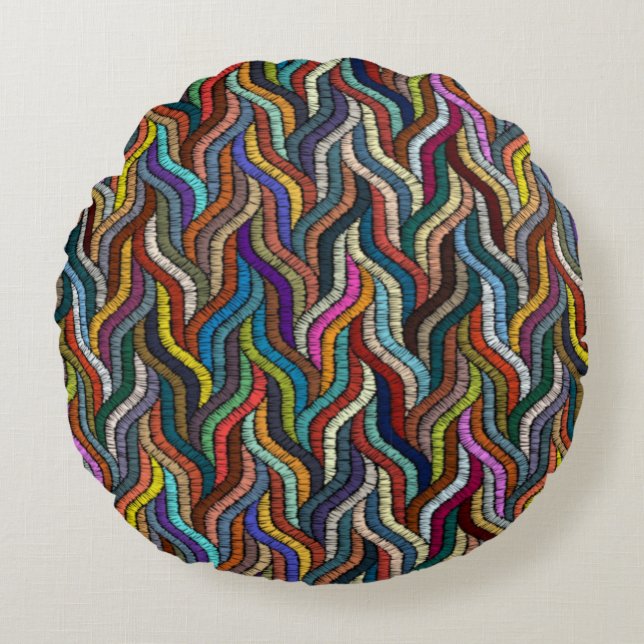 Belle Afrique Ethnique tissé imprimé Coussin rond (Devant)