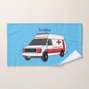 Belle ambulance rouge caricature van