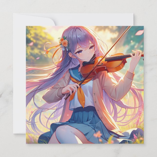 Belle Anime Girl Jouant du Violon (Devant)