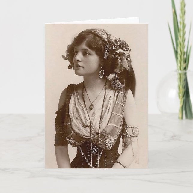 BELLE ANTIQUE GYPSY FILLE CARTE POUR NOTES VINTAGE (Devant)