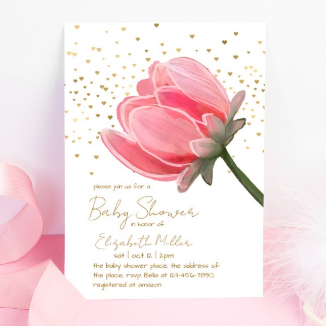 Belle Aquarelle Baby shower Fleur Invitation (Créateur téléchargé)