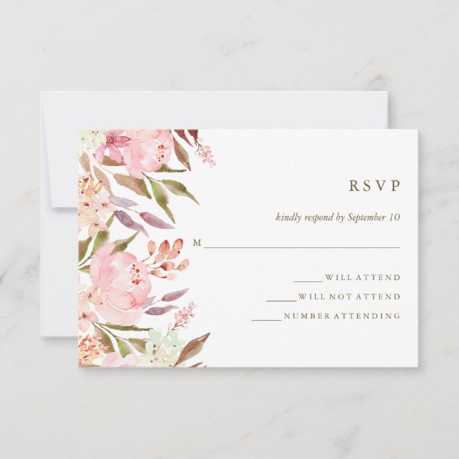 Belle aquarelle botanique Mariage floral RSVP (Devant)