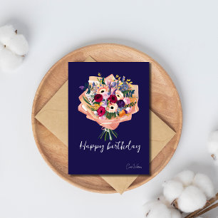 Belle aquarelle bouquet floral carte d'anniversair