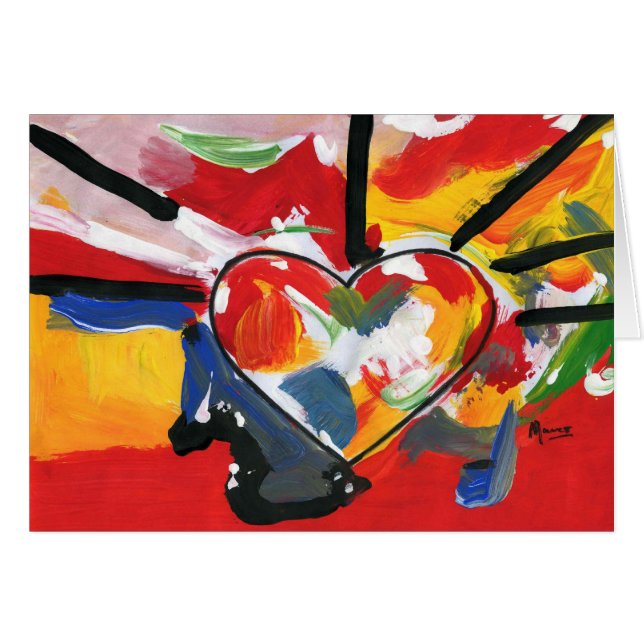 Belle aquarelle colorée Cartes de Coeur (Devant Horizontal)