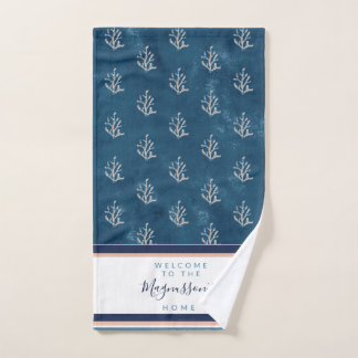 Belle aquarelle corail sur batik bleu personnalisé