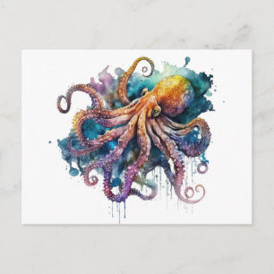 Belle aquarelle Octopus Carte postale