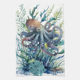Belle Aquarelle Octopus Serviette de cuisine
