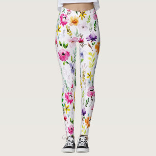 Belle aquarelle Pastel Leggings floraux