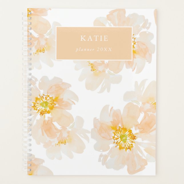 Belle aquarelle peony fleoms planner (Devant)