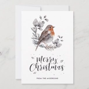 Belle aquarelle Robin Oiseau Neige Cartes de Noël
