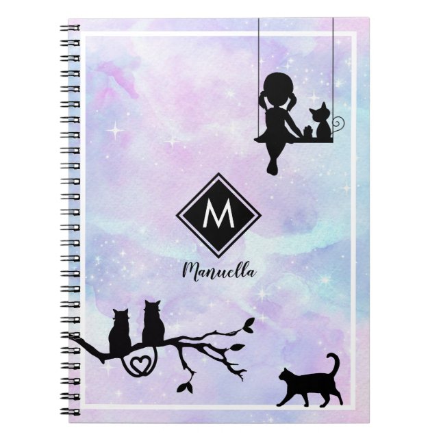 Belle aquarelle rose Galaxy Journal de fille (Devant)